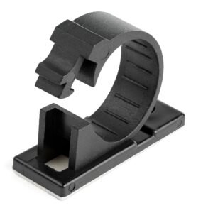 100 Adhesive Cable Management Clips Black - Network/Ethernet/Office Desk/Computer Cord Organizer - Sticky Cable/Wire Holders - Nylon Self