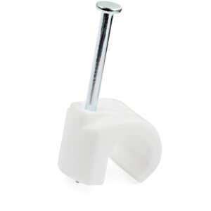 100 Pack Large Cable Clips with Nail - Reusable - Nail-in Clamps - Wire Holding Clips - Ethernet Cord/AV/Coax Cable Fasteners