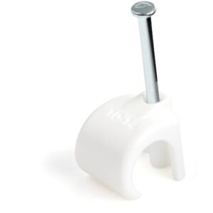 100 Pack Extra Large Cable Clips with Nail - Reusable - Nail-in Clamps - Wire Holding Clips - Ethernet Cord/AV/Coax Cable Fasteners