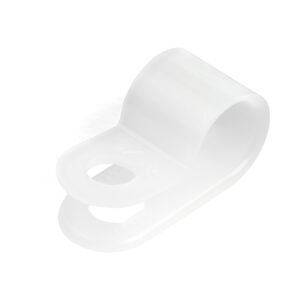 100 Pack Screw Mount Cable Clamps - Large 7.9mm Bundle Cable Fastener/Holder - R-Type Single Reusable Nylon Clip - Screw Down Ethernet Cord