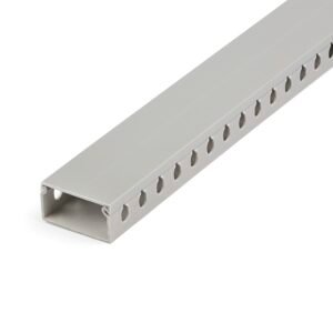 Open Slot Cable Management Raceway with Cover, 2"(50mm)W x 1"(25mm)H - 6.5ft(2m) length - 1/4"(8mm) Slots, PVC Network Cable Hider/Wall
