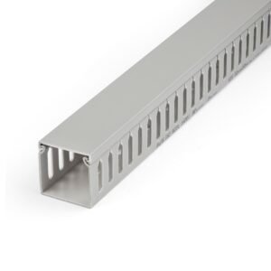 Open Slot Cable Management Raceway with Cover, 2"(50mm)W x 2"(50mm)H - 6.5ft(2m) length - 1/4"(8mm) Slots, PVC Network Cable Hider/Wall