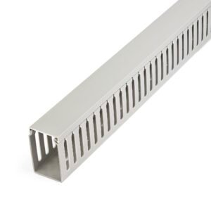 Open Slot Cable Management Raceway with Cover, 2"(50mm)W x 3"(75mm)H - 6.5ft(2m) length - 1/4"(8mm) Slots, PVC Network Cable Hider/Wall