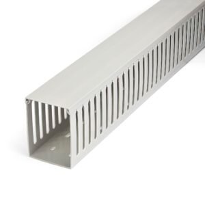 Open Slot Cable Management Raceway with Cover, 3"(75mm)W x 3-7/8"(10cm)H - 6.5ft(2m) length - 1/4"(8mm) Slots, PVC Network Cord Hider/Wall
