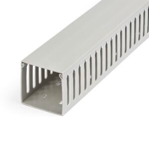 Open Slot Cable Management Raceway with Cover, 3"(75mm)W x 3"(75mm)H - 6.5ft(2m) length - 1/4"(8mm) Slots, PVC Network Cable Hider/Wall
