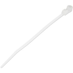 4"(10cm) Cable Ties with Mounting Hole - 1/16"(2mm) wide, 7/8"(24mm) Bundle Dia. 18lb(8kg) Tensile Strength, Nylon 66 Self Locking Ties