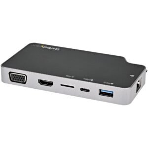 USB C Multiport Adapter - USB-C to 4K HDMI or VGA Video with 100W Power Delivery Pass-through, 2-Port 10Gbps USB Hub, MicroSD, GbE - USB