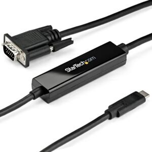 3.3ft (1m) USB C to VGA Cable - 1920x1200/1080p USB Type C to VGA Video Active Adapter Cable - Thunderbolt Compatible - Laptop to VGA