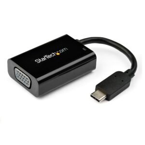 USB C to VGA Adapter with Power Delivery - 1080p USB Type-C to VGA Monitor Video Converter w/ Charging - 60W PD Pass-Through - Thunderbolt