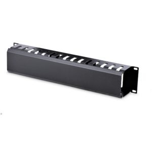 Horizontal 2U Server Rack Cable Management Finger Duct w/ Cover - 19" Network Rack Wire Duct Raceway Panel - Slotted Wire Duct