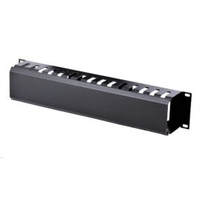 Horizontal 2U Server Rack Cable Management Finger Duct w/ Cover - 19" Network Rack Wire Duct Raceway Panel - Slotted Wire Duct