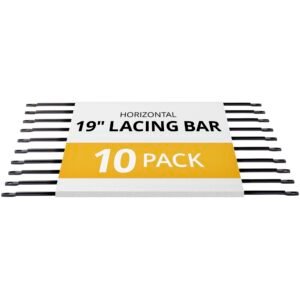 10-Pack Horizontal Lacing Bar, Server Rack Cable Management, 19" Network Rack-Mount Cord Organizer, TAA