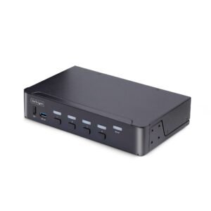 4-Port DisplayPort KVM Switch, 8K 60Hz / 4K 144Hz, Single Display, DP 1.4, 2x USB 3.0 Ports, 4x USB 2.0 HID Ports, Push-Button & Hotkey