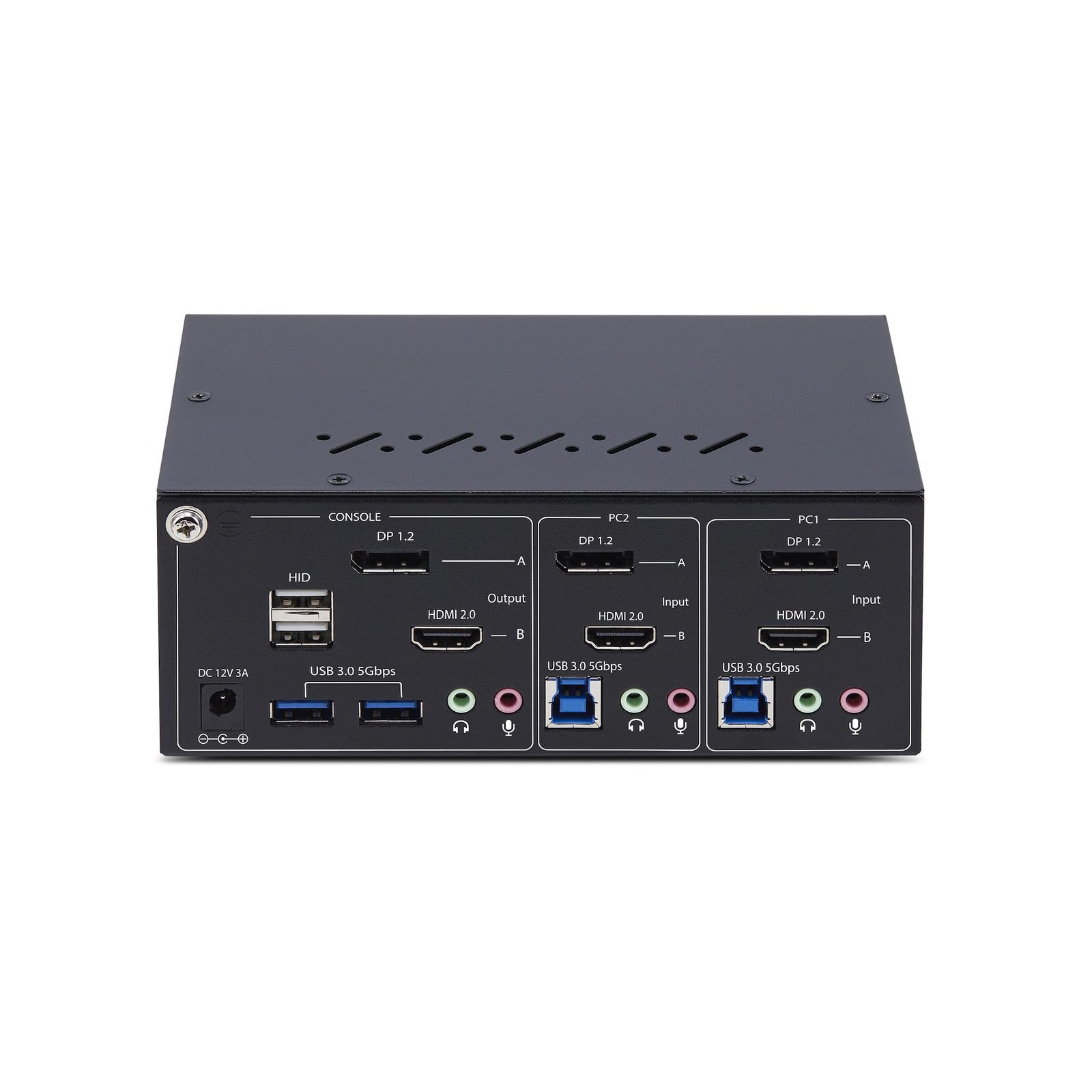 2-Port Dual-Monitor DisplayPort and HDMI KVM Switch, 4K 60Hz, 1x HDMI & 1x DP Monitor, 2-Port USB 5Gbps Hub, 2x USB HID Ports, TAA Compliant - Image 3