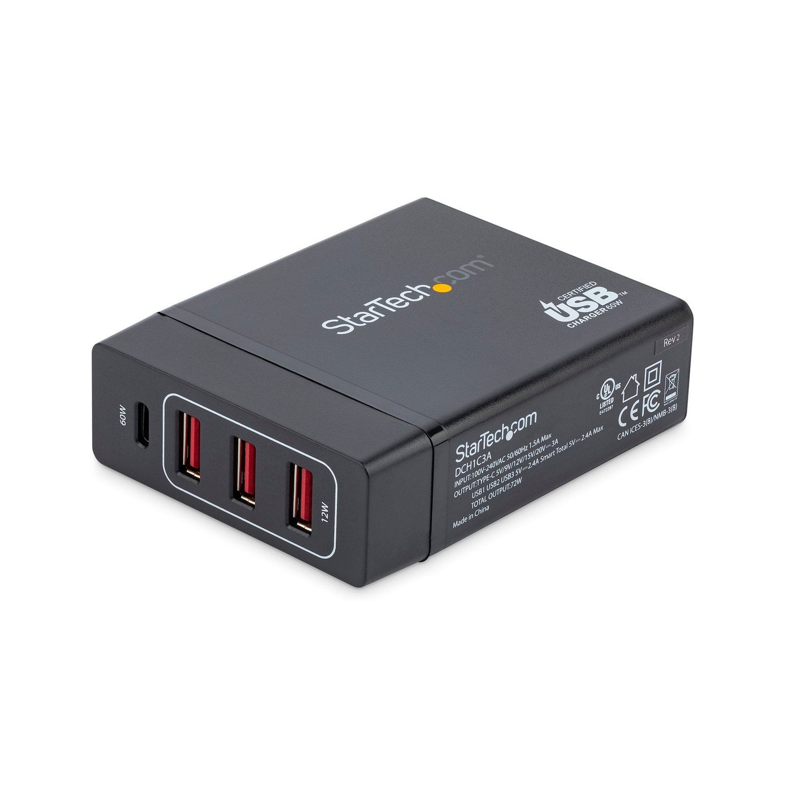 USB-C Charging Station - 72W Desktop Charger - 1x USB-C + 3x USB-A (60W Power Delivery + 12W) - Portable USB Type-C Charger - Laptop Replacement Charger - USB-C Power Adapter - Image 4