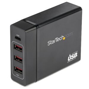 USB-C Charging Station - 72W Desktop Charger - 1x USB-C + 3x USB-A (60W Power Delivery + 12W) - Portable USB Type-C Charger - Laptop