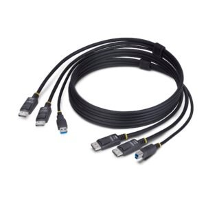 6ft (1.8m) Dual-DisplayPort and USB 5Gbps KVM Cable, 4K 60Hz, Universally Compatible DP 1.2/USB 3.0 Combo Cable for Dual-Monitor KVM