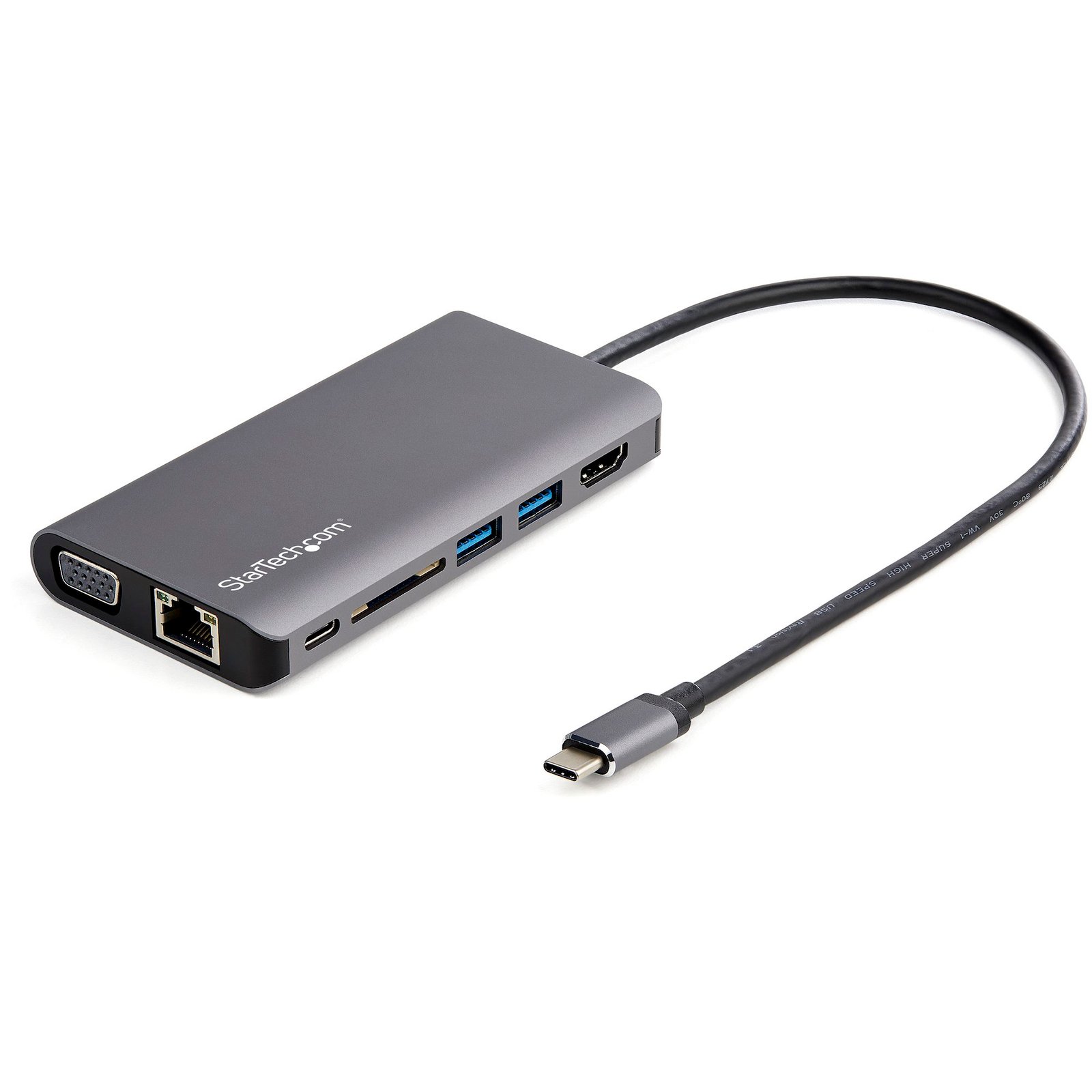 USB C Multiport Adapter - USB-C Mini Travel Dock w/ 4K HDMI or 1080p VGA - 3x USB 3.0 Hub, SD, GbE, Audio, 100W PD Pass-Through - Portable