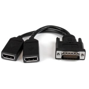8" (20 cm) DMS-59 to Dual DisplayPort Adapter Cable - 4K x 2K Video - LFH DMS 59 pin (M) to 2x DisplayPort 1.2 (F) Splitter Y Cable - LFH