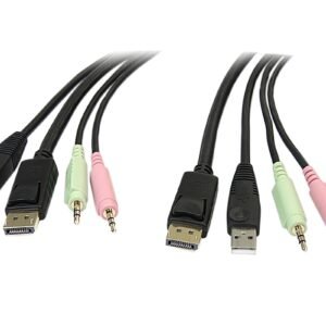 6ft 4-in-1 USB DisplayPort KVM Switch Cable w/ Audio & Microphone