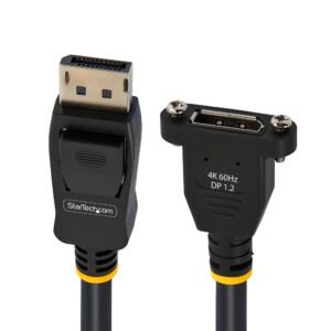 3ft (91cm) Panel Mount DisplayPort Cable - 4K x 2K - DisplayPort 1.2 Extension Cable Male to Female - DP Video Extender Cord with Panel