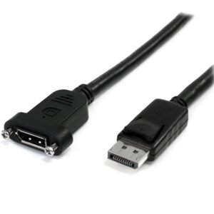 3ft (91cm) Panel Mount DisplayPort Cable - 4K x 2K - DisplayPort 1.2 Extension Cable Male to Female - DP Video Extender Cord with Panel