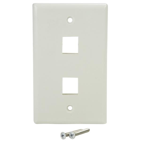 Dual Outlet RJ45 Universal Wall Plate White - Image 2