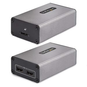 2-Port USB 3.0 Extender over OM3 Multimode Fiber - LC/LC - 2x 5Gbps USB-A Hub - 350m (1150ft) Range - Durable USB Fiber Optic Extender