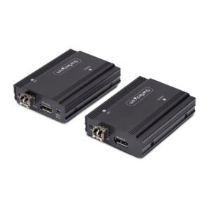 DisplayPort KVM Extender over Fiber Optic, 4K 60Hz, Console Extender Kit, Up to 984ft/300m (Multi-mode) with Pre-installed SFP+ Modules, 3x