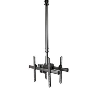 Dual TV Ceiling Mount - Back-to-Back Heavy Duty Hanging Dual Screen Mount with Adjustable Telescopic Pole - Tilt/Swivel/Rotate - VESA