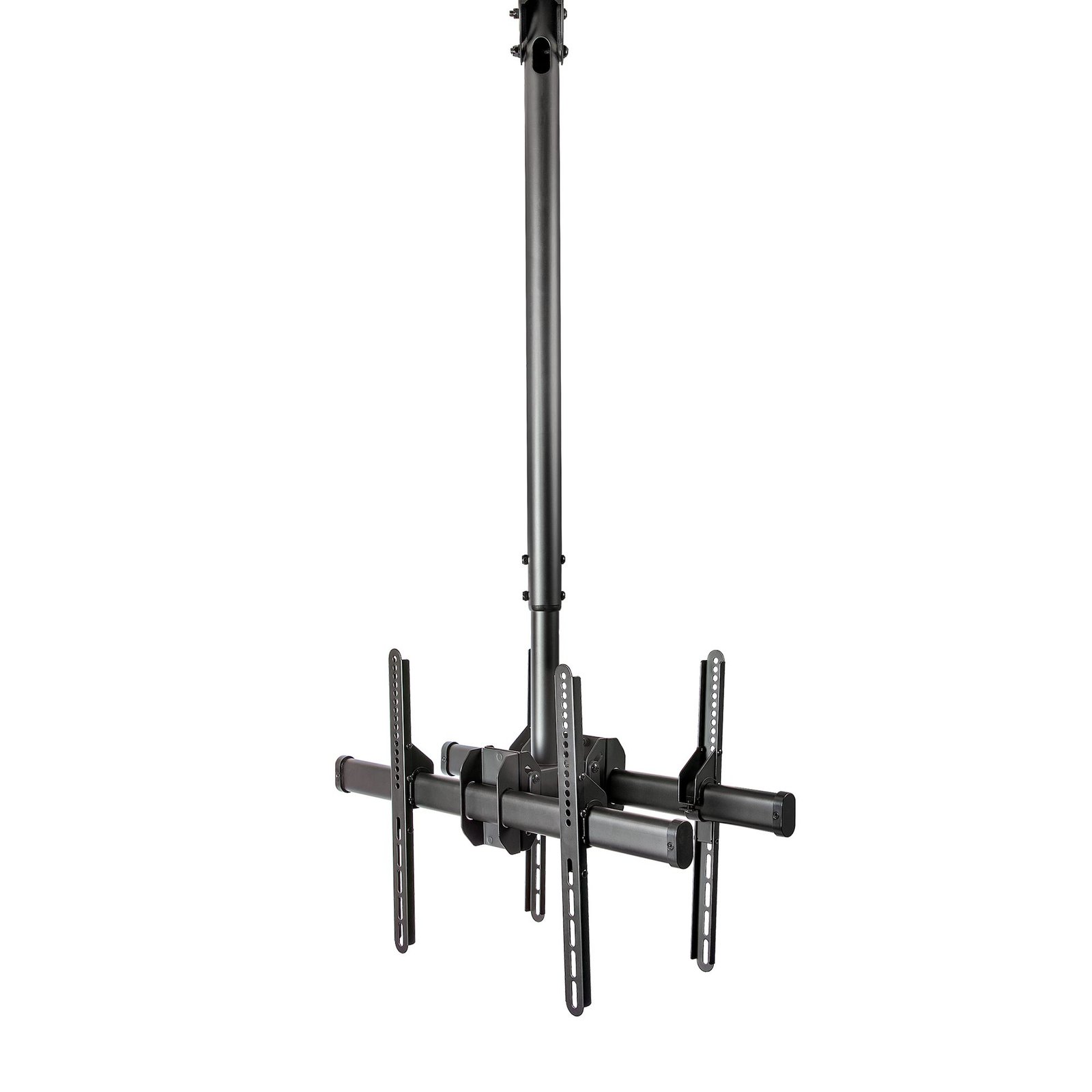 Dual TV Ceiling Mount - Back-to-Back Heavy Duty Hanging Dual Screen Mount with Adjustable Telescopic Pole - Tilt/Swivel/Rotate - VESA
