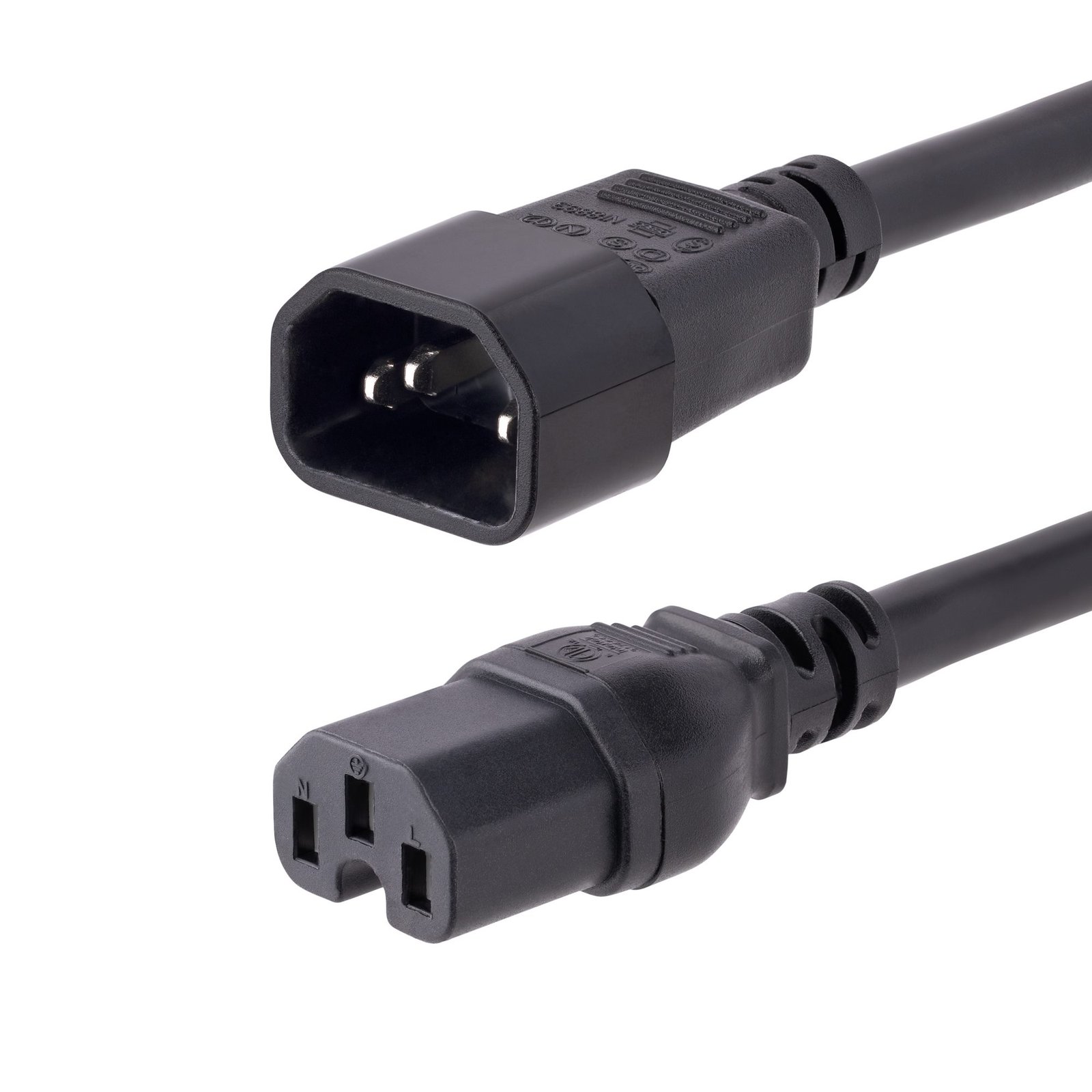 10ft (3m) Heavy Duty Extension Cord, C14 to C15 Extension Cord, 15A 125V, 14AWG, Heavy Gauge Power Extension Cable, Heavy Duty AC Power Cord