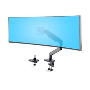 Monitor Desk Mount for up to 49in 32:9 Ultrawide Curved Screens, Mechanical Spring Arm, C-Clamp/Grommet, Tool-Less Adjustment, Max 44lb/20kg