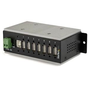 7-Port USB 2.0 Hub - Metal Industrial USB-A Hub with ESD & 350W Surge Protection - Extended Operating Temp -40 to 185°F - Din