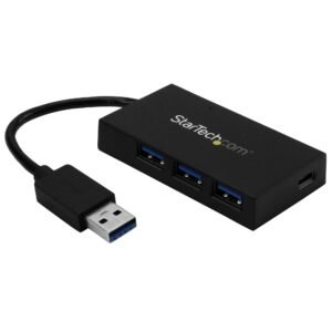 4 Port USB 3.0 Hub - USB Type-A Hub with 1x USB-C & 3x USB-A (SuperSpeed 5Gbps) - USB Bus or Self-Powered - Portable USB 3.2 Gen 1 BC 1.2