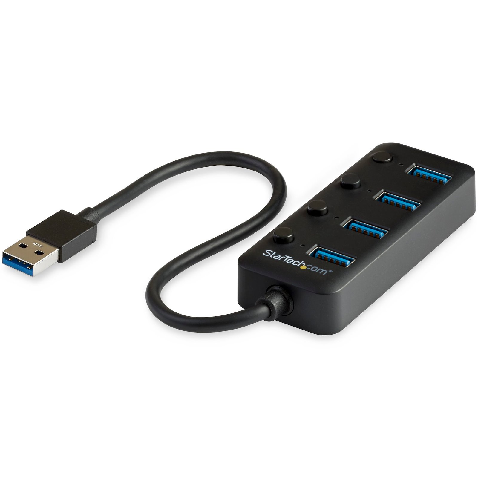 4 Port Bus Powered USB Hub with Individual On/Off Switches, USB 3.0 (5Gbps) Expansion Hub, Desktop/Laptop USB-A to USB-A Splitter