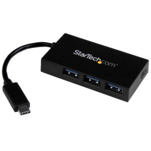 4-Port USB-C Hub - USB-C to 1x USB-C and 3x USB-A - USB 3.0 Hub - Includes Power Adapter