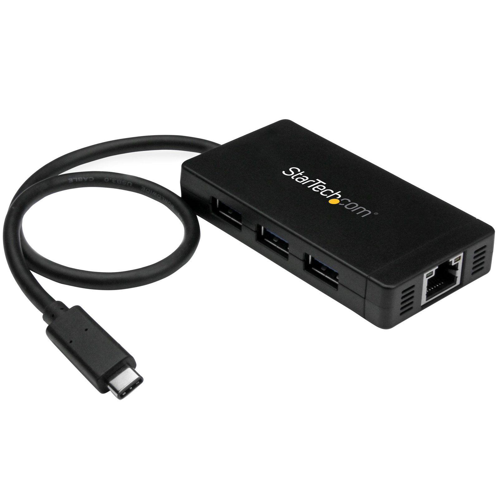 3-Port USB-C Hub with Gigabit Ethernet - USB-C to 3x USB-A - USB 3.0 (5Gbps) - Includes Power Adapter - TAA