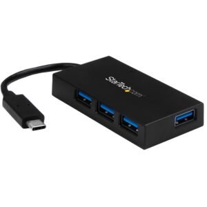 4 Port USB C Hub - USB Type-C Hub w/ 4x USB-A Ports USB 3.0 hub (5Gbps) - USB Bus or Self Power - Portable USB-C to USB-A BC 1.2 Charging