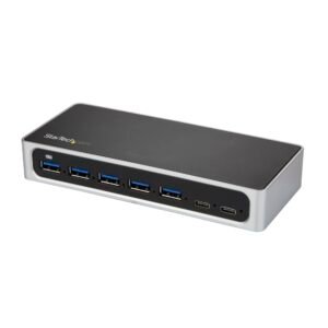 7 Port USB C Hub with Fast Charge Port - USB-C to 5x USB-A 2x USB-C (USB 3.0 SuperSpeed 5Gbps) - Self Powered USB 3.2 Gen 1 Type-C Hub w/