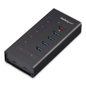 7 Port USB C Hub - USB Type-C to 2x USB-C/5x USB-A - Commercial Metal USB 3.0 Hub - SuperSpeed USB 3.2 Gen 1 (5Gbps) - Self Powered - BC