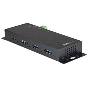 4-Port USB C Hub 10Gbps - Metal Industrial USB Type-C Hub w/ 3xUSB-A & 1xUSB-C - ESD & Surge Protection - USB-C or USB-A Host