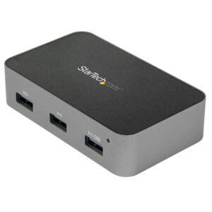 4 Port USB C Hub with Power Adapter - USB 3.2 Gen 2 (10Gbps) - USB Type C to 4x USB-A - Self Powered Desktop USB Hub with Fast Charging