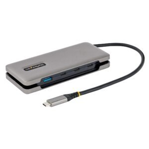 4-Port USB-C Hub - 1x USB-A & 3x USB-C Ports - USB 3.2 Gen 2 (10Gbps) - Bus Powered - USB Type C Hub w/ 12.6in/32cm Wrap-Around Cable