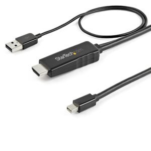 3.3ft (1m) HDMI to Mini DisplayPort Cable 4K 30Hz - Active HDMI to mDP Adapter Converter Cable with Audio - USB Powered - Mac & Windows