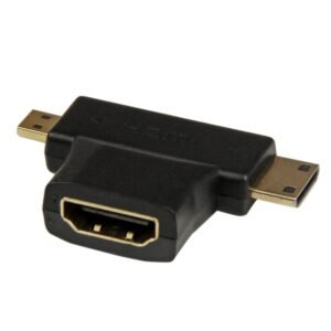 HDMI 2-in-1 T-Adapter - HDMI to HDMI Mini or HDMI Micro Combo Adapter – F/M
