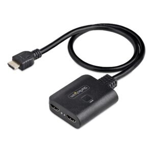 2-Port HDMI Splitter, 4K 60Hz HDMI 2.0 Video, 4K HDMI Splitter 1 In 2 Out, 1x2 HDMI Display/Output Splitter, HDR/HDCP, 20in (50cm) Built-in
