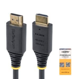 10ft (3m) Premium Certified High Speed HDMI Cable, 4K 60Hz/1440p 144Hz, HDR10/HDCP 2.2/ARC, 18Gbps, UHD HDMI 2.0 Cord for
