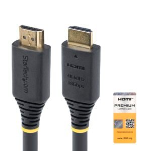 20ft (6m) Premium Certified High Speed HDMI Cable, 4K 60Hz/1440p 144Hz, HDR10/HDCP 2.2/ARC, 18Gbps, UHD HDMI 2.0 Cord for