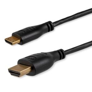 3ft (91cm) Mini HDMI to HDMI Cable with Ethernet - 4K 30Hz High Speed Slim Mini HDMI to HDMI Adapter Cable - Mini HDMI Type-C Device to